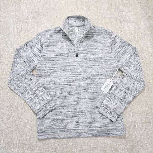 STYLUS Sweatshirt Men's M Heathered Black Quarter Zip Pullover Long Sleeve - Picture 1 of 5